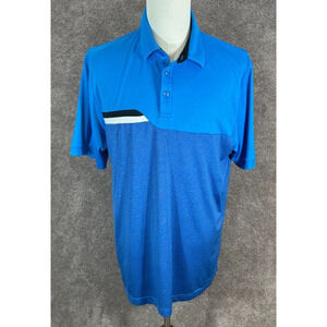 Callaway Shirt Mens XL Blue Stripe Opti Dry Short Sleeve Collared Golf Polo